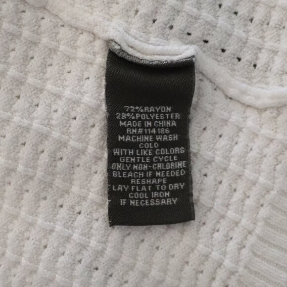 89th & Madison Open Front Oversized White Small Knit Red Collar Sweater Cardigan - Picture 10 of 11